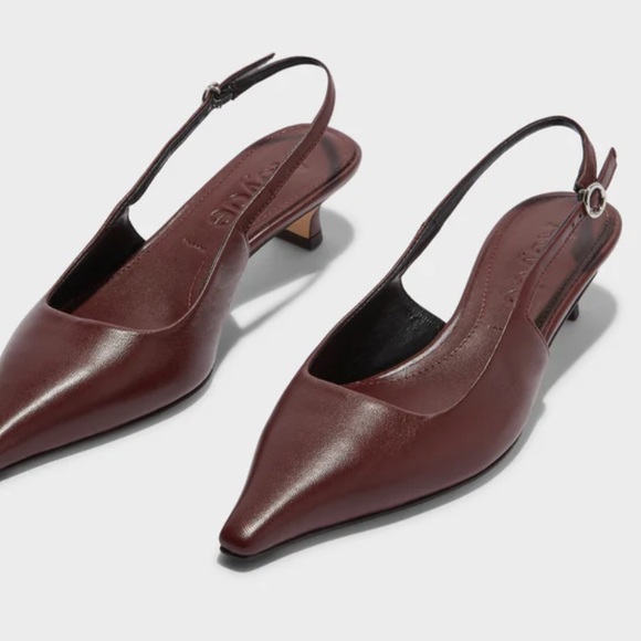♥️NWT AEYDE CATRINA NAPPA LEATHER SLINGBACK PUMPS IN BURGUNDY SIZE 40/US10 - Picture 3 of 15